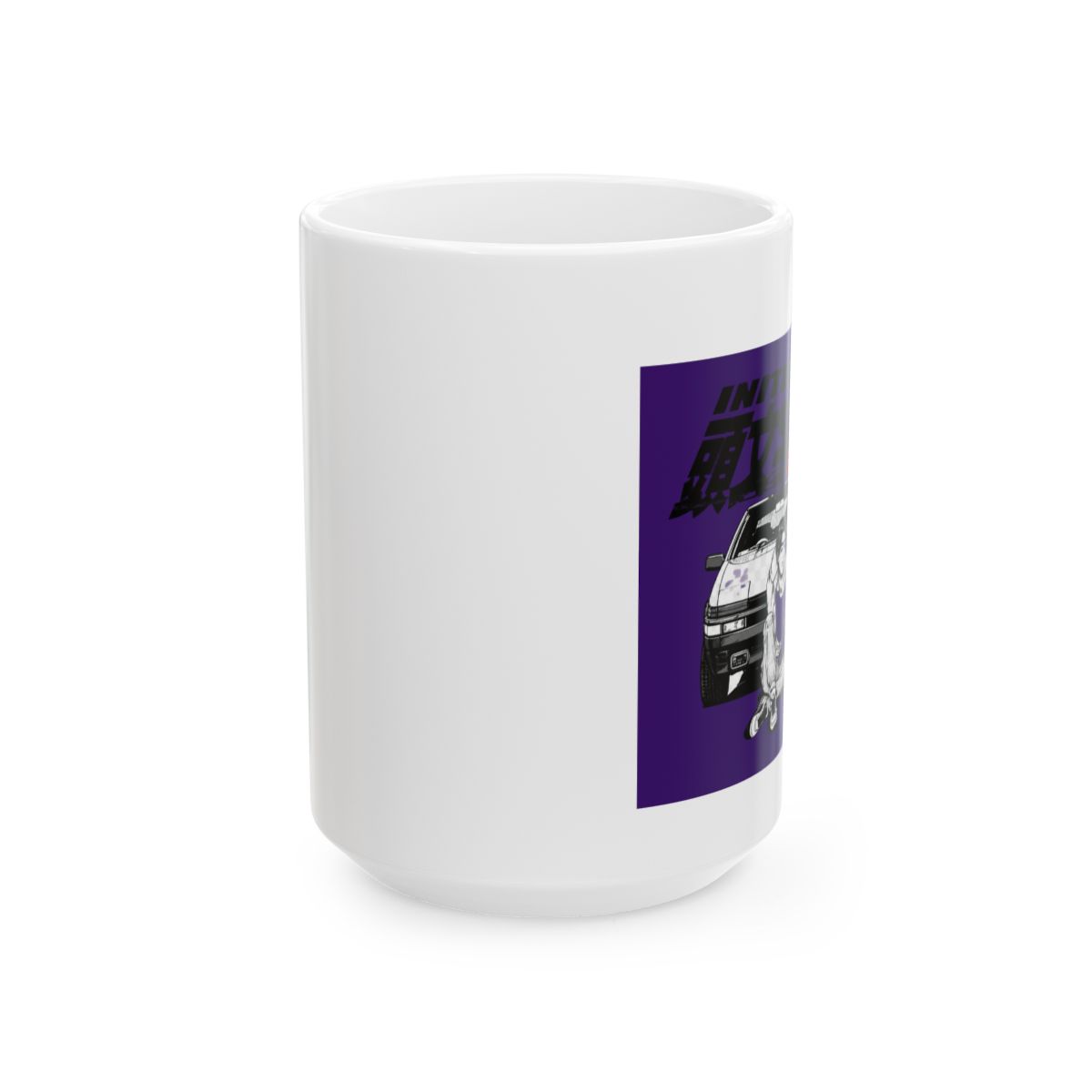 Initial D Takumi Ae86 Black Font Mug - alternate angle 2, merchandise