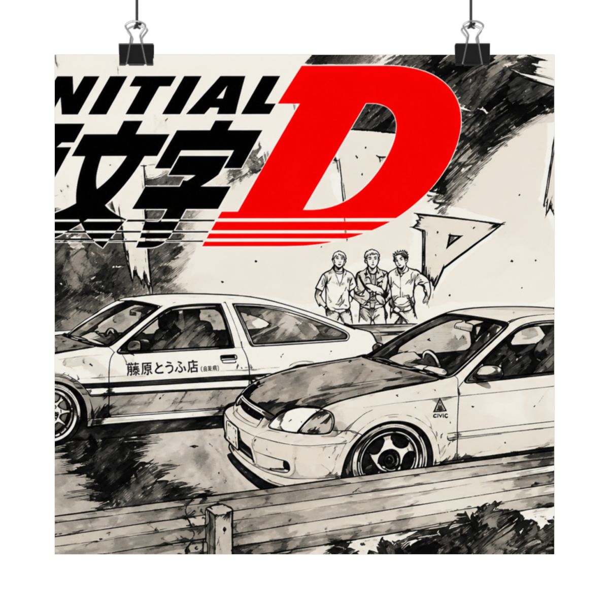 Thunwid Anime Initial D Poster Posters Art Print for Living Room Decor 12" x 18" Unframed - alternate angle 5, merchandise