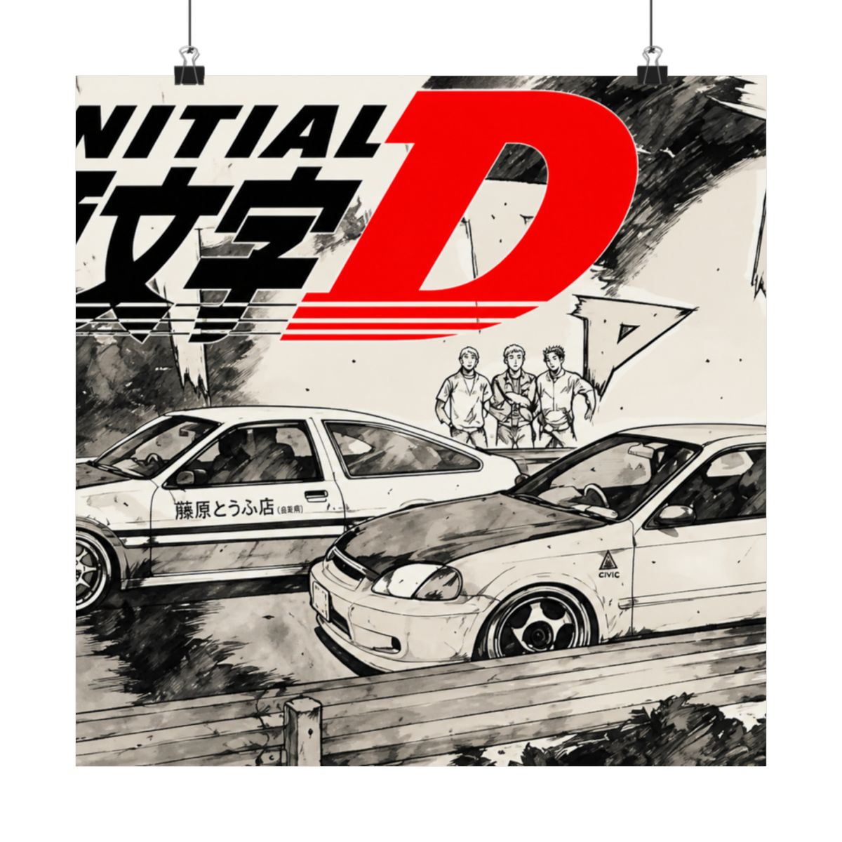 Thunwid Anime Initial D Poster Posters Art Print for Living Room Decor 12" x 18" Unframed - alternate angle 4, merchandise